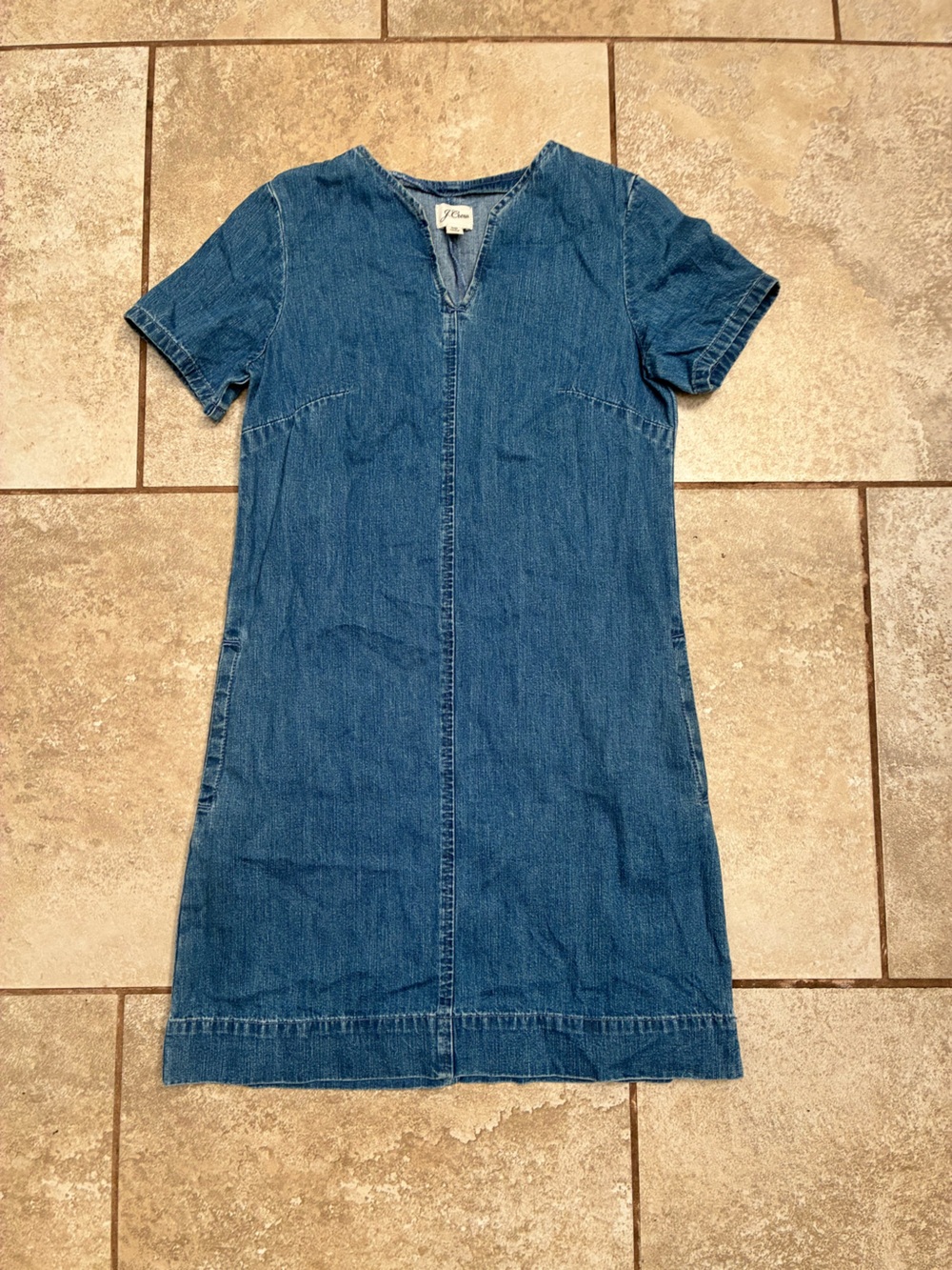 J. Crew Blue Denim Short-Sleeve Mini Dress